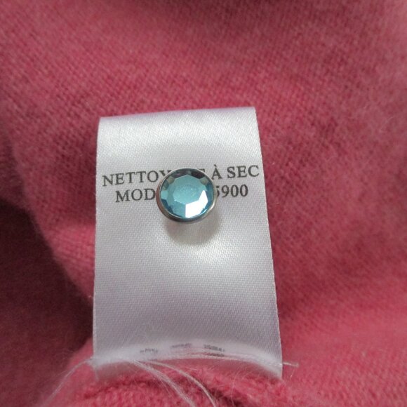 Rose Pink Cashmere Sweater Rhinestone Button Detail on Shoulders and Sleeves - Picture 11 of 11
